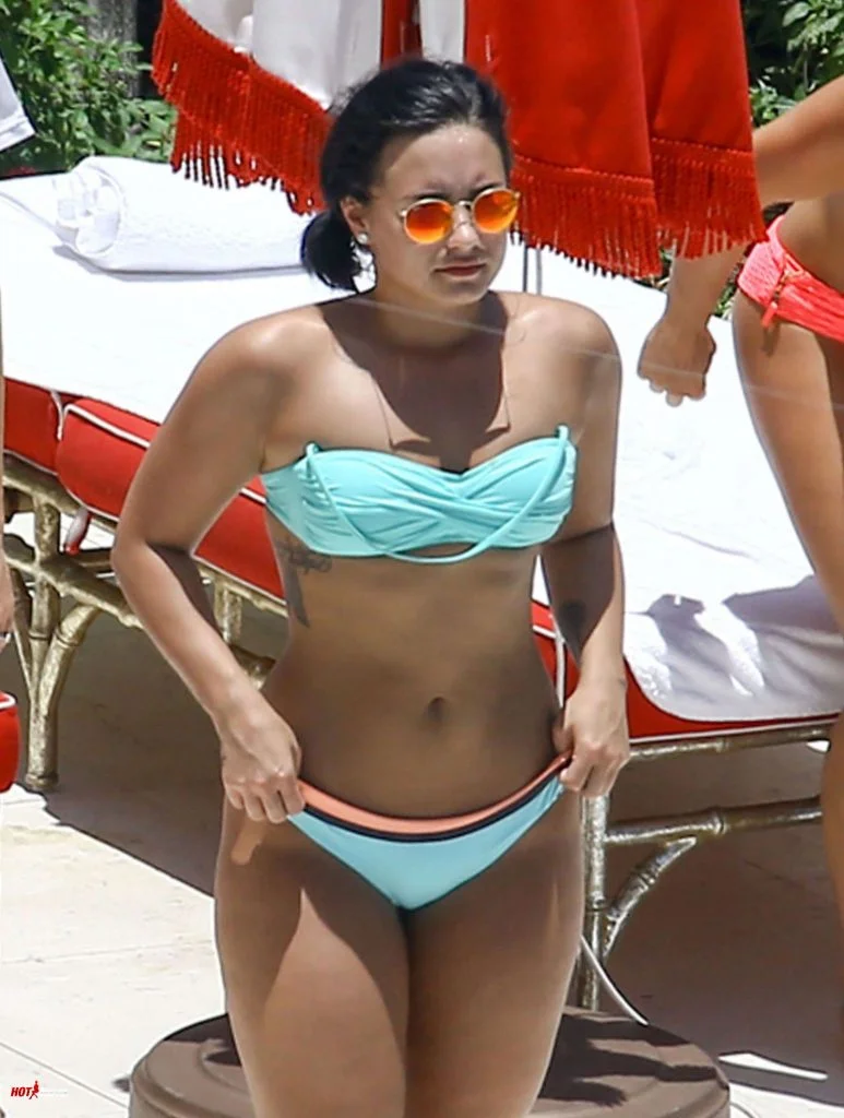 Demi Lovato in Green Mini Bikini