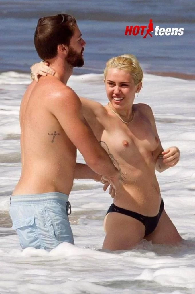 Sexy Miley Cyrus Naked Boobs at the Beach