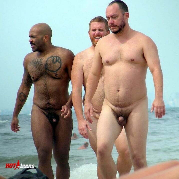 Naked Muscle Men with Small Penises on the Beach