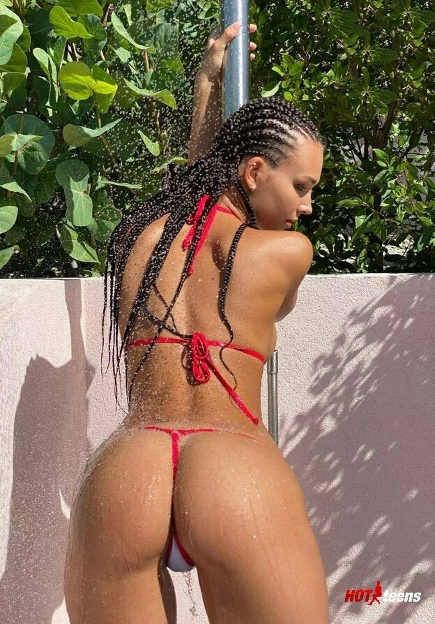 Hot American Youtuber in Red Thong