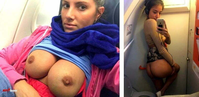 Huge Arab tits in public plane and nude booty selfie in toilet