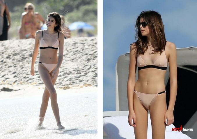 Kaia Gerber sexy in bikini on the beach pic