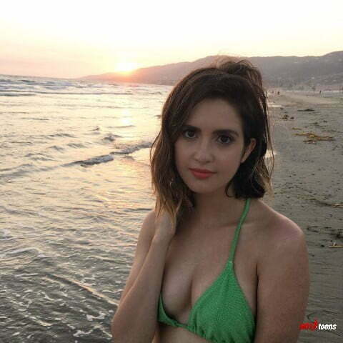 Laura Marano big boobs in green bikini