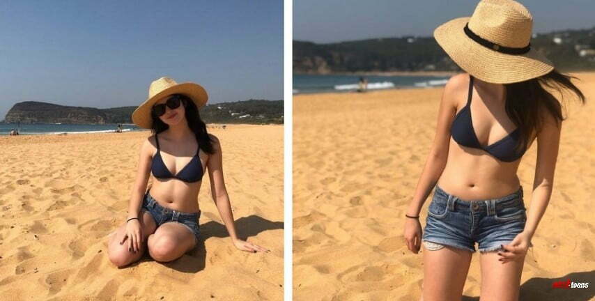 Laura Marano's hot boobs on the beach