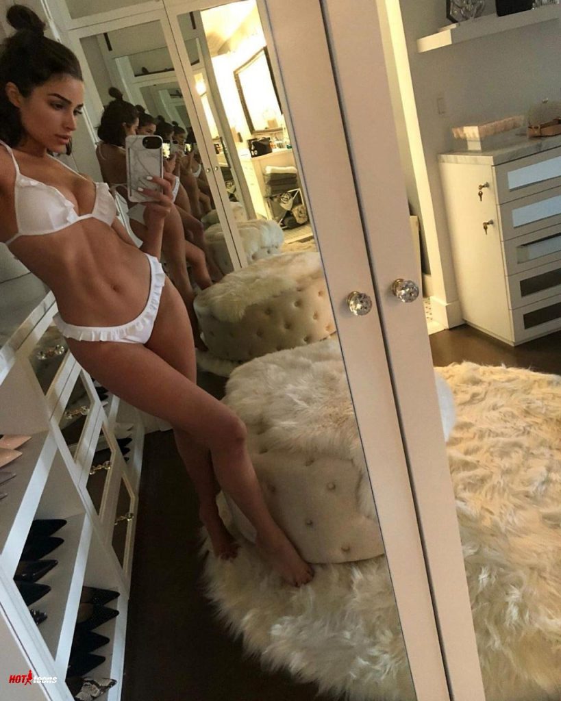 Hot white lingerie selfie Italian model