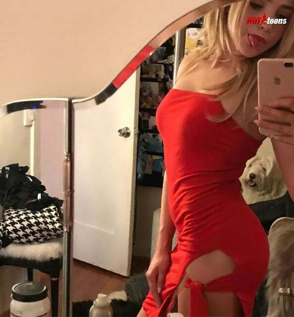 Peyton List hot in red dress taking a selfie