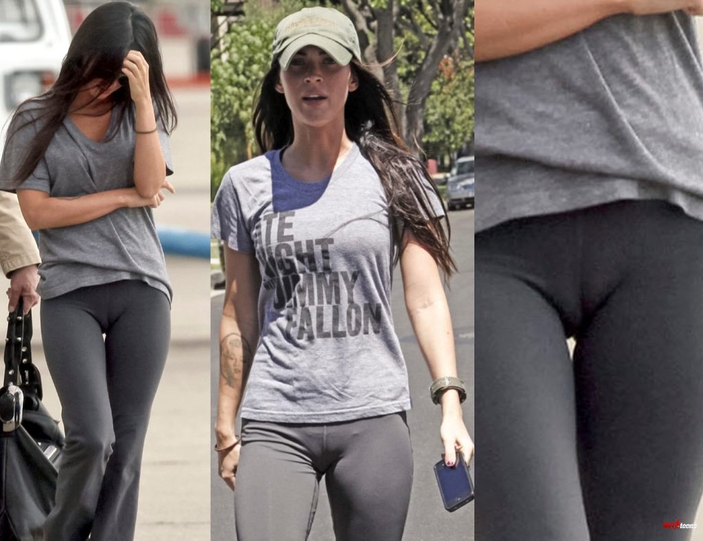 Celebrity Megan Fox shows pussy lips in yoga pants