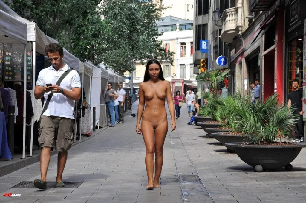 Hot Latina teen nude walking in public