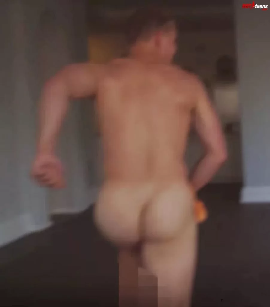 Naked ass of Jake Paul running in house