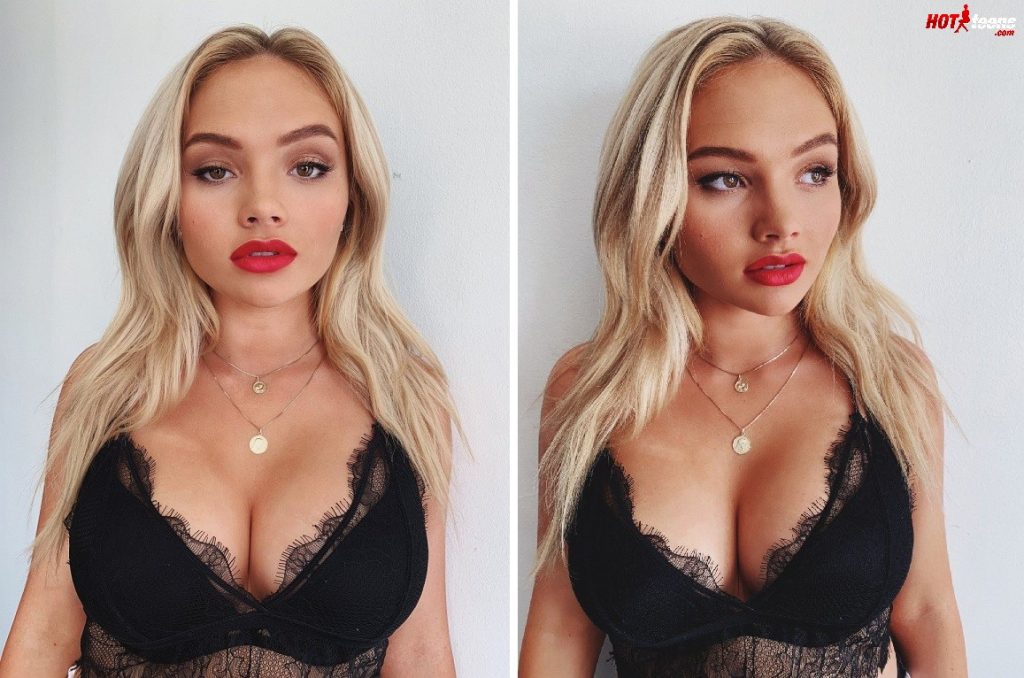 Huge boobs of Natalie Alyn Lind popping out of bra