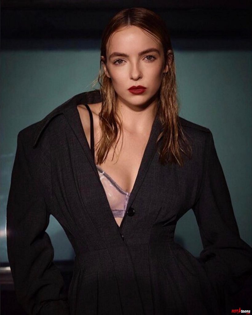 Jodie Comer sexy modeling in lingerie