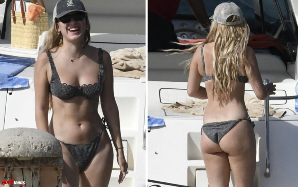 Sexy bum of a teen celebrity in bikini