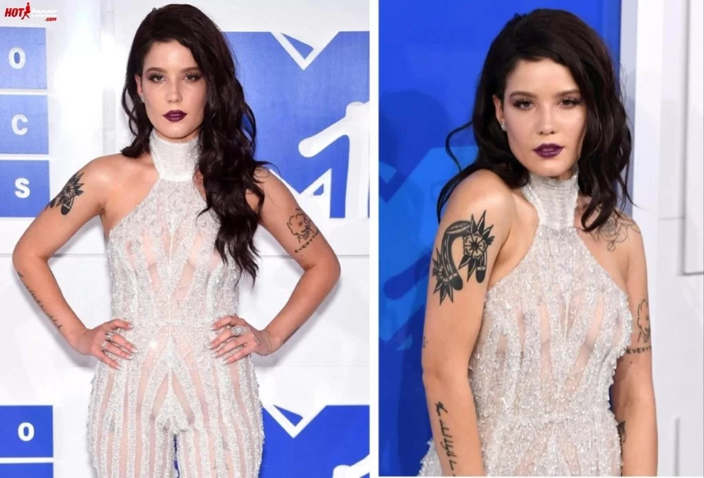 Halsey naked boobs and pussy see through on MTV awards