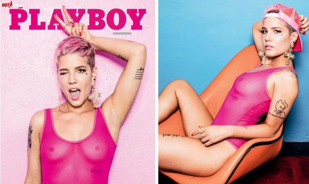 Halsey posing almost naked on Playboy
