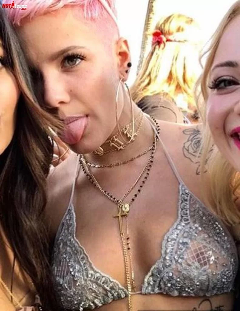 Sexy Halsey flashing naked tits in public