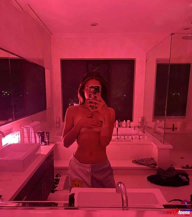 Charly Jordan naked boobs selfie in the bathroom