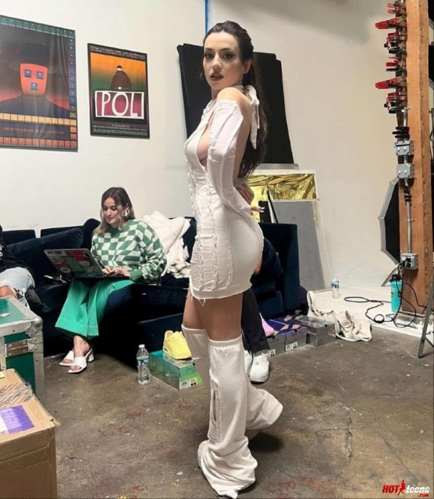 Sexy tight white dress with big butt