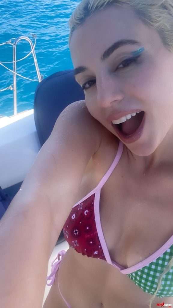 Ava Max bikini selfie on boat