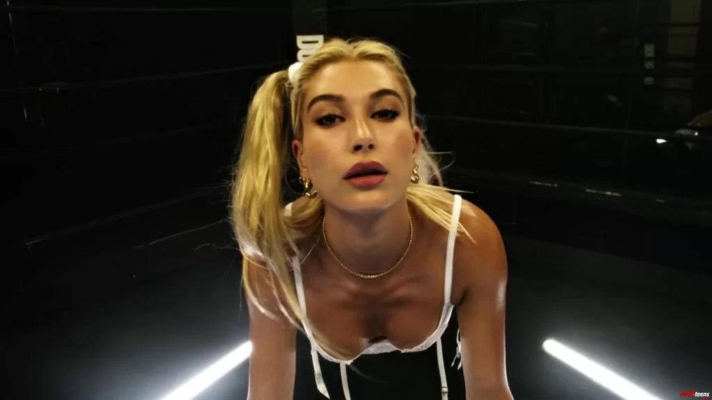 Hailey Bieber Baldwin nude tits from above