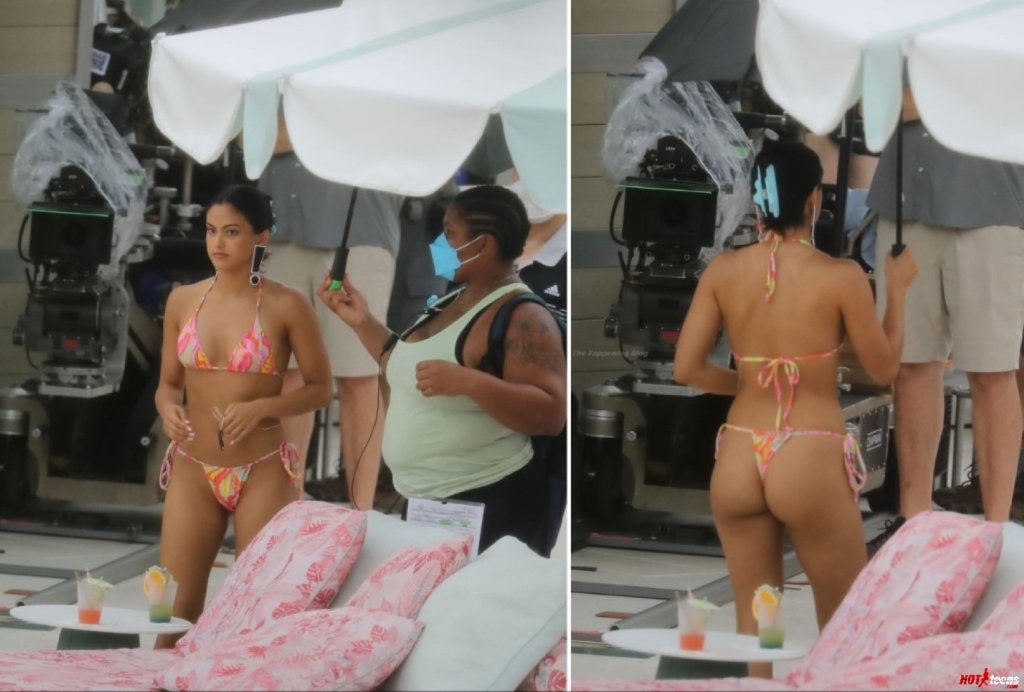Camila Mendes tanned body in tiny bikini