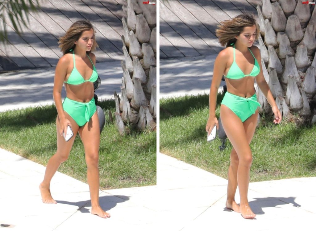 Isabela Merced hot in green bikini