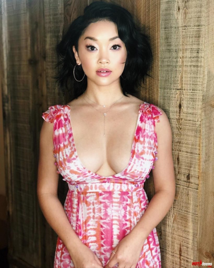 Lana Condor big boobs cleavage without bra
